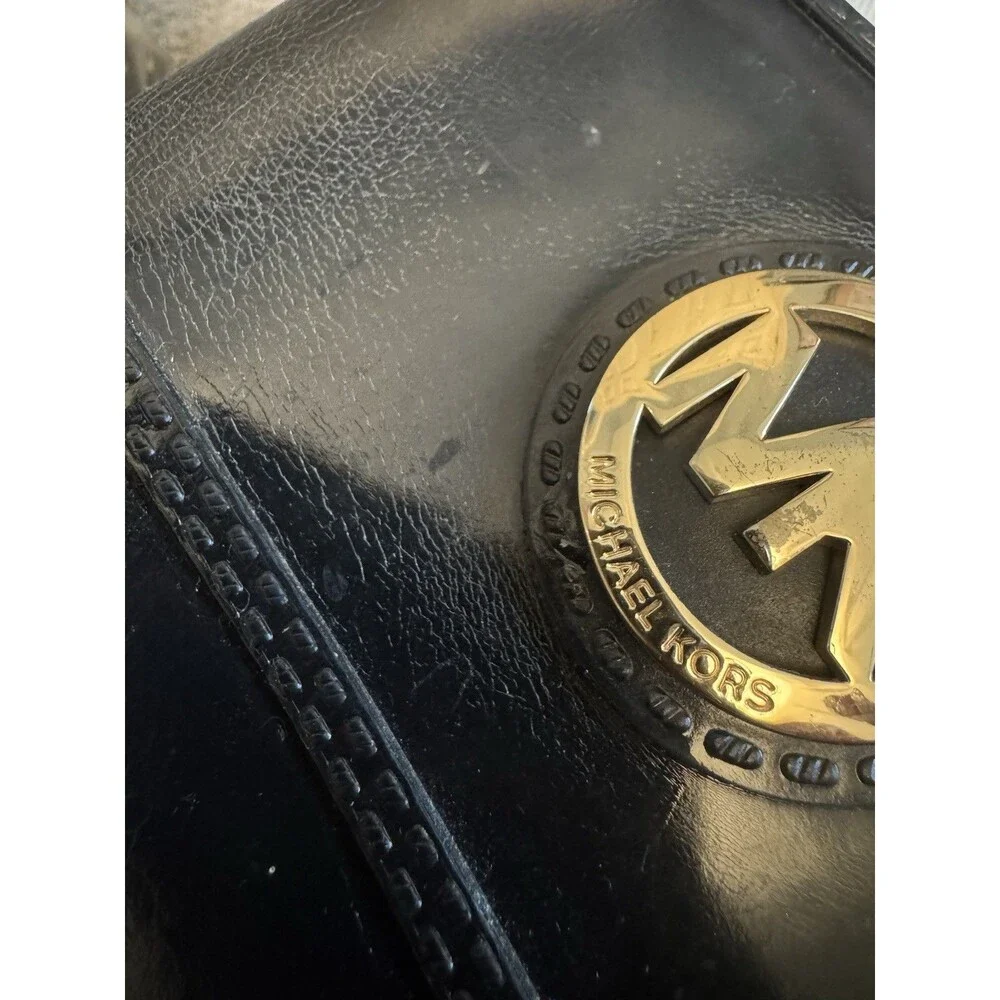Michael Kors Tall Black Shiny Rain boots Size 8  Logo Glossy Spring